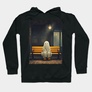 Vintage Cute Ghost Waiting Sitting On Chair Halloween Gothic Hoodie